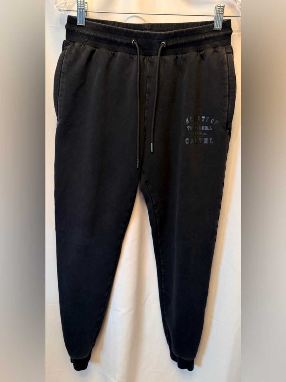 The Barbell Cartel‎ Men’s Size Large Sweatpants Black Front Logo Elastic Cuffs